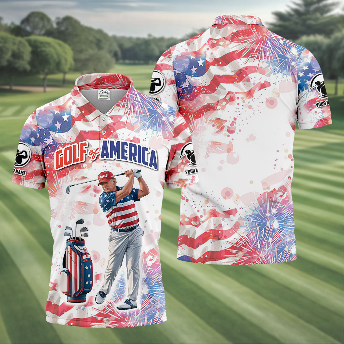 Golf Of America Men Golf Polo, Mens Patriotic Golf Shirts, Patriotic Golf Polo Shirt Golf Shirt For Men