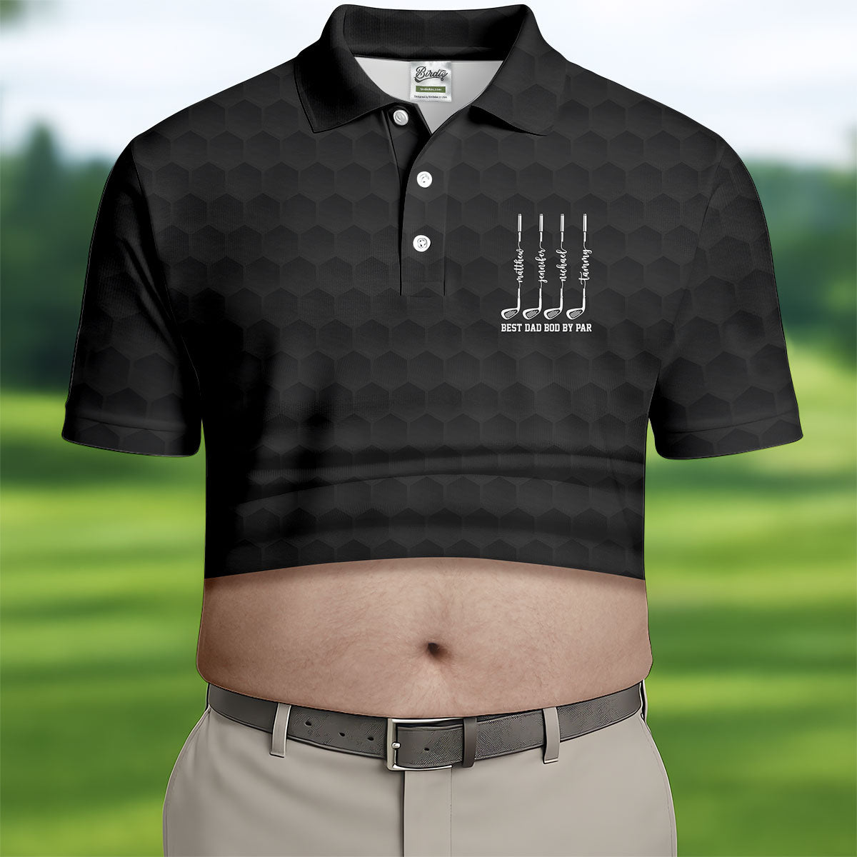 Best Dad Bod By Par Black Men's Funny Golf Polo Shirtr's Day Golf Shirt, Golf Gift For Dad