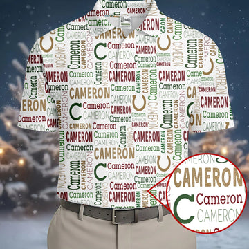 Cameron Pattern Christmas Golf Tops For Men, Christmas Golf Shirt, Men Golf Apparel