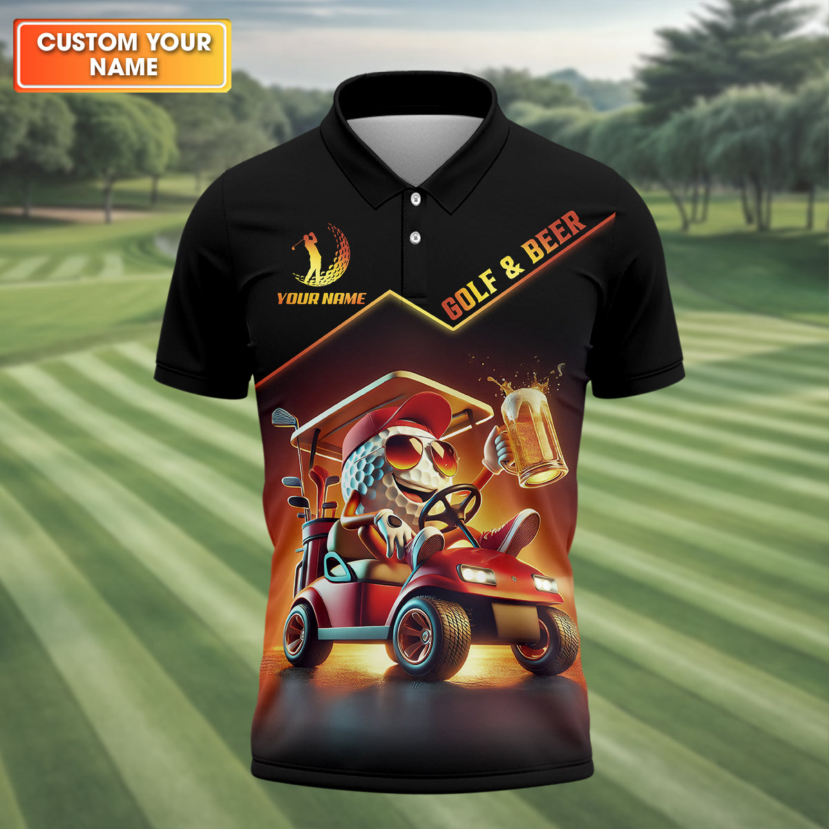 A Good Day Starts With Golf Carts And Beer Funny Golf Polo ShirtChristmas Golf Gift