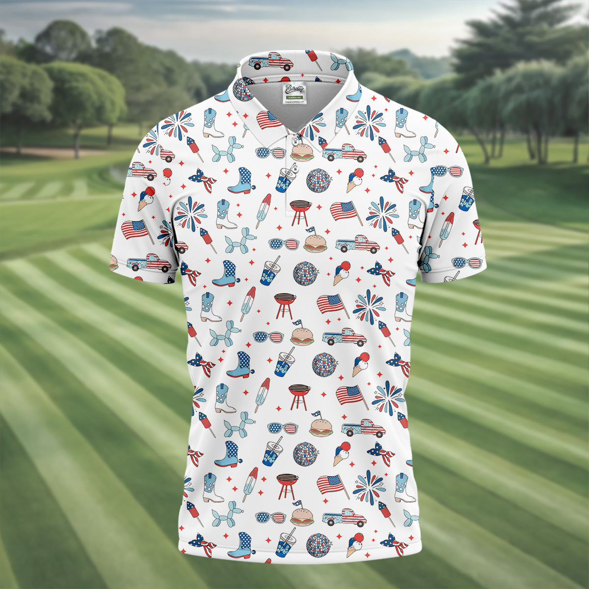 Red White and Blue Men's Golf Polo ShirtMen's 4th Of July Shirts, USA Golf Shirt, Gifts For Golfing Dad