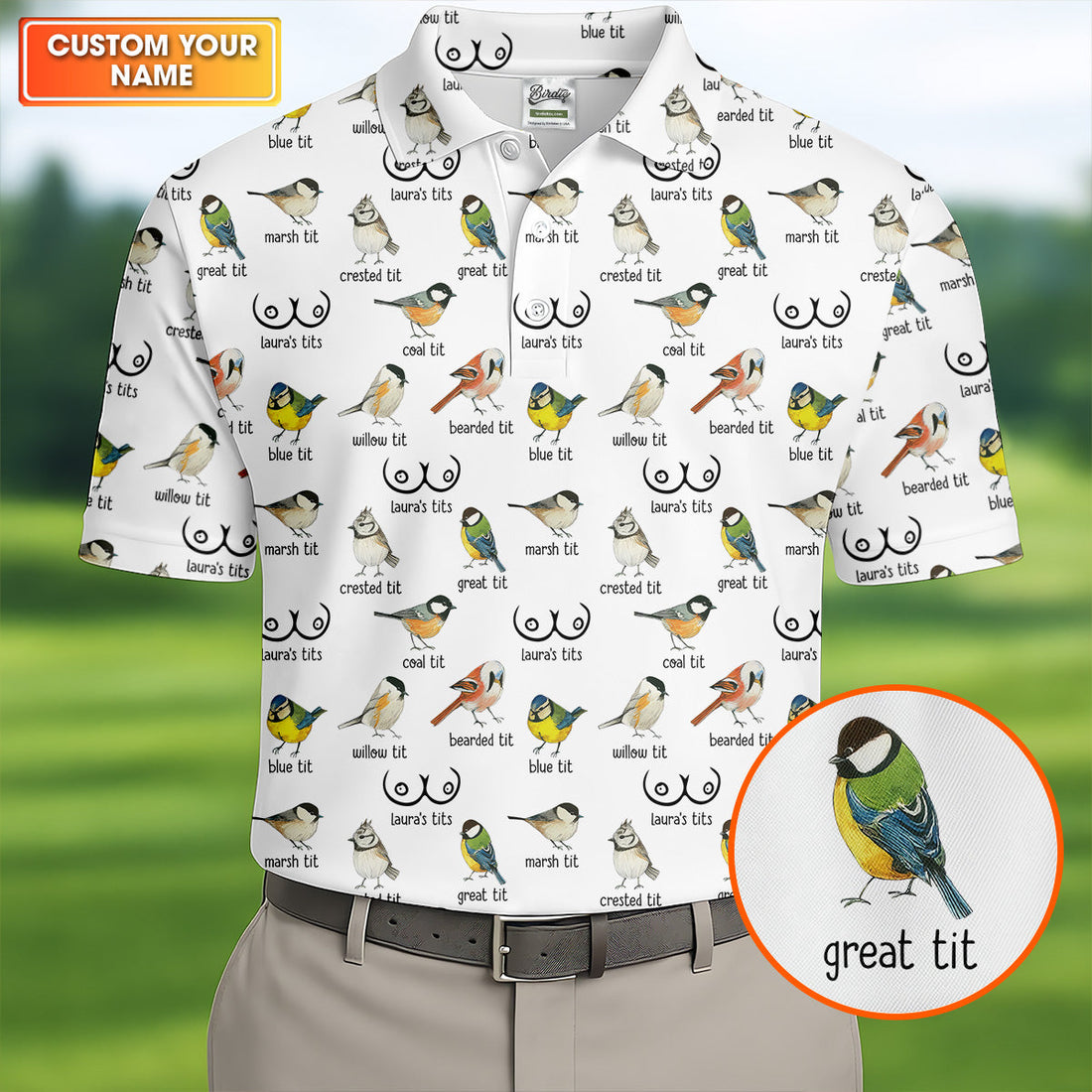 Funny Birds Adult Humor Men's Golf Shirts, Men's Funny Golf Shirts, Polo Shirt Men