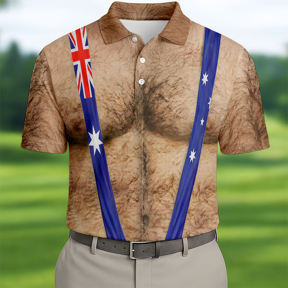 Australia Flag Print Fun Golf Shirt, Men's Golf Top, Polo Shirtor Men, Golf Shirts For Men