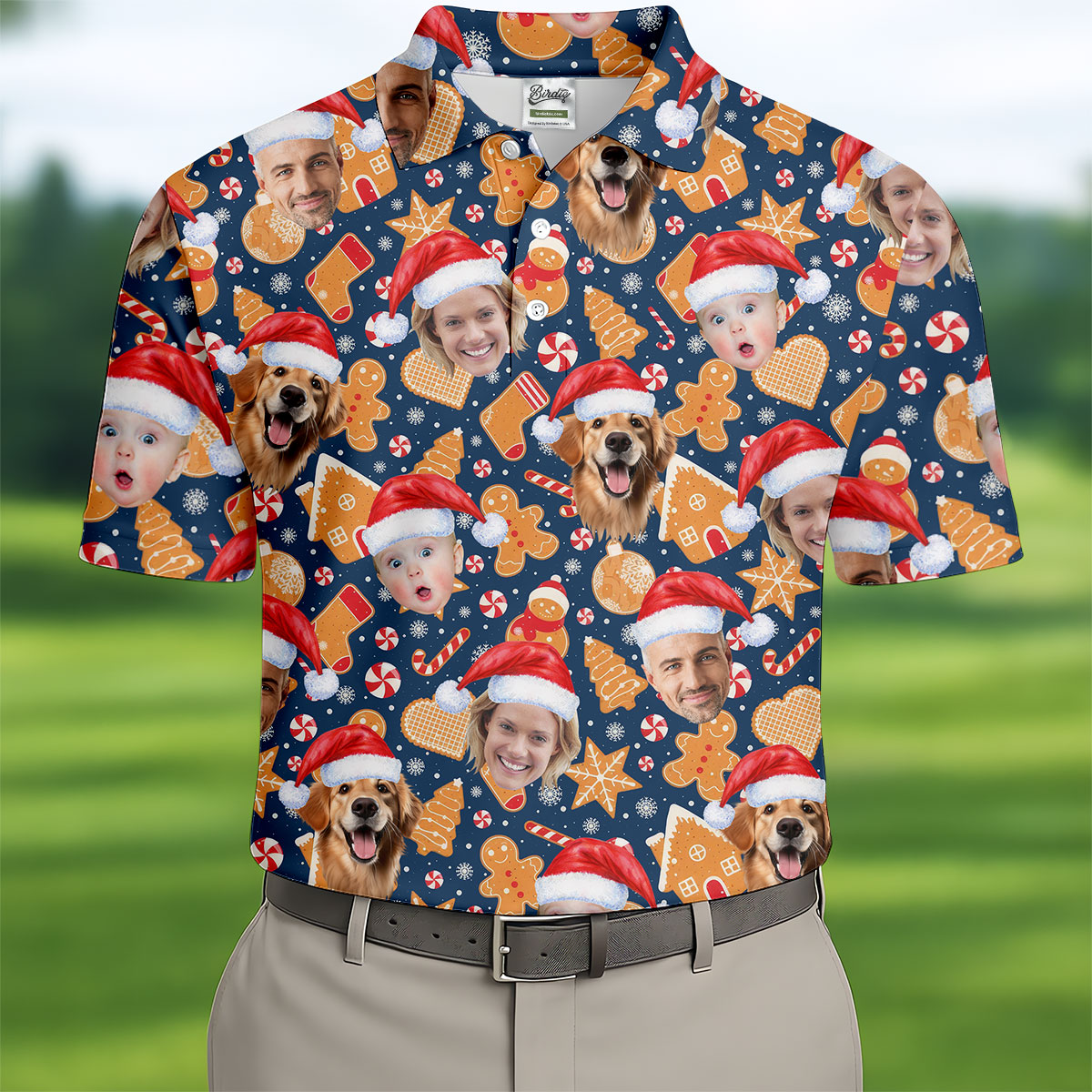 Custom Christmas Sweets Navy Golf Shirt, Christmas Golf Shirt, Polo ShirtFor Men, Golf Gift For Men