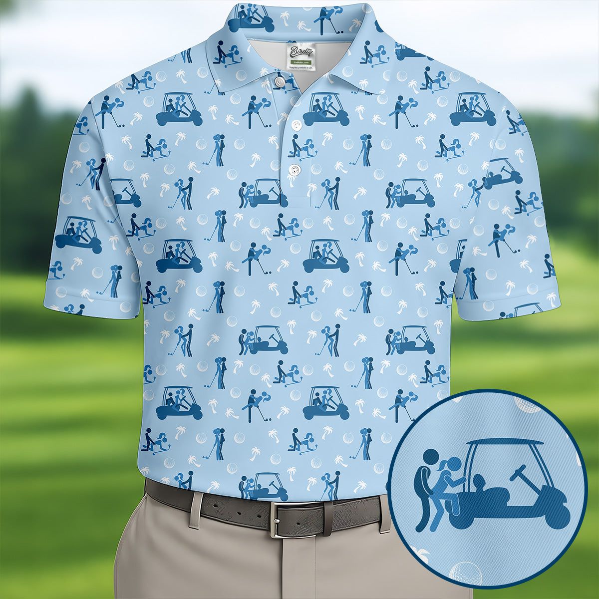 Naughty Couple Stick Figure Blue Funny Golf Shirt, Adult Humor Polo ShirtFor Men, Golf Shirts For Men
