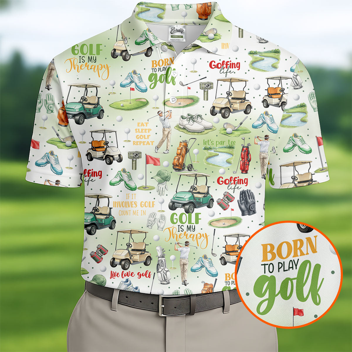Born To Play Golf Let's Par Tee White Golf Shirt, Men's Funny Golf Shirts, Golf Shirts For Men, Polo For Men