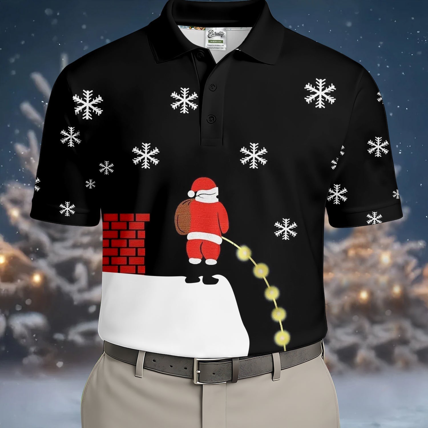 Santa Peeing Funny Christmas Golf Tops For Men, Christmas Golf Shirt, Men's Funny Golf Shirts