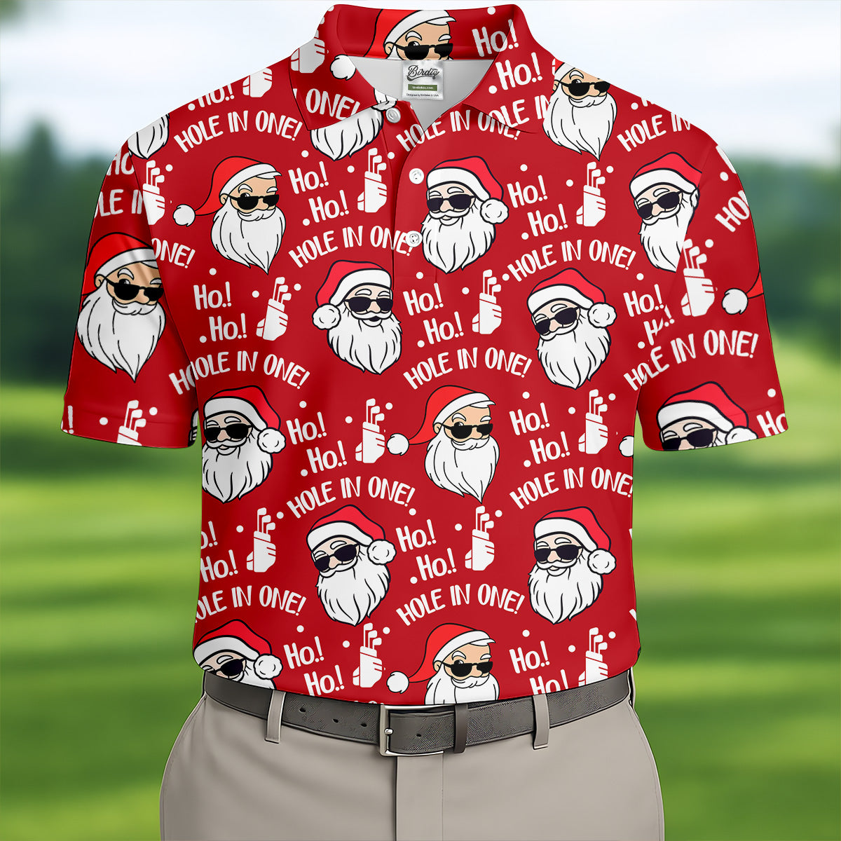 Ho Ho Hole In One Funny Santa Red Christmas Golf Tops For Men, Christmas Golf Shirt, Polo Shirtor Men