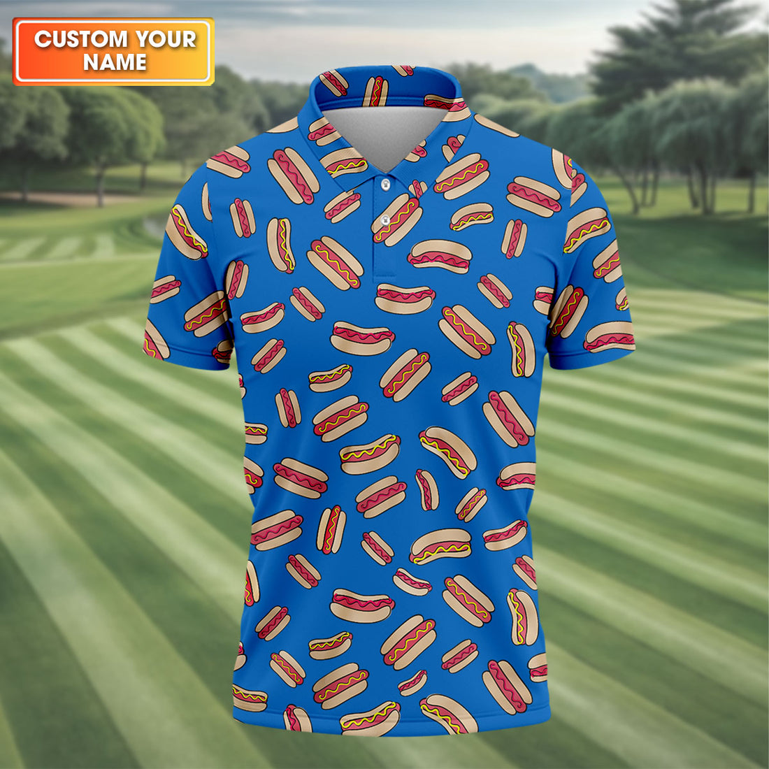 Men's Golf Polo ShirtHotdog Funny Golf Shirt, Dad Golf Gift