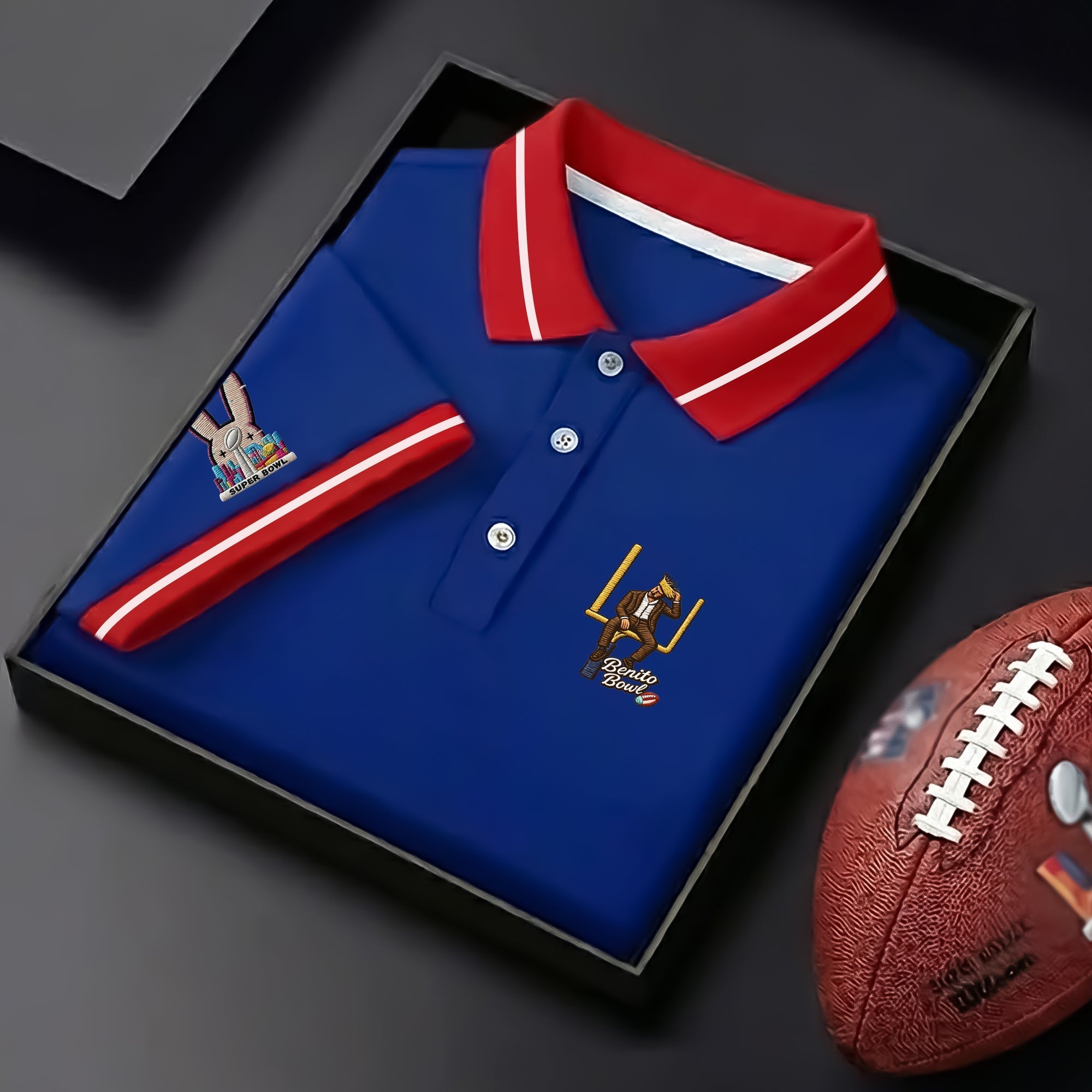Bad Bunny Benito Bowl Sport Polo, Gift Ideas For Football Fans, Game Day Football Theme Bad Bunny Shirt