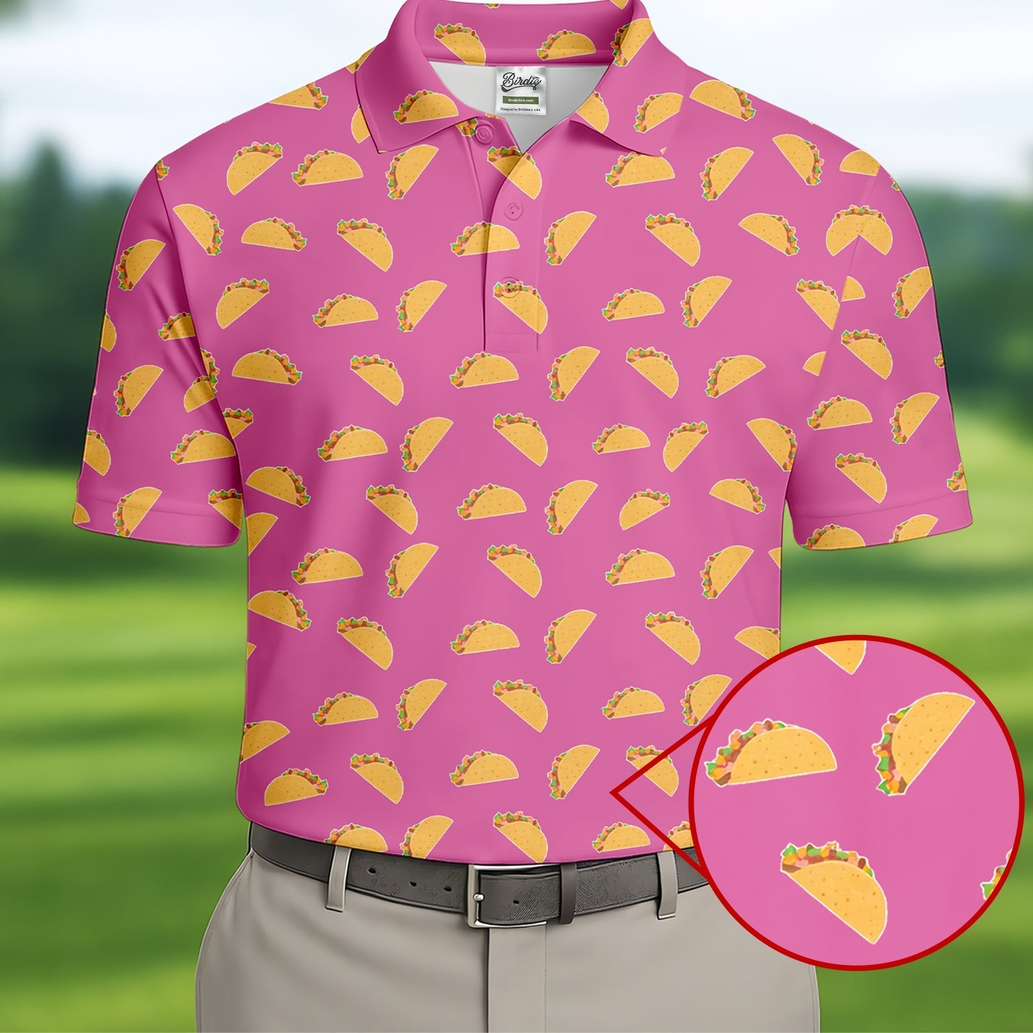 The Pink Taco Seamless Pattern Golf Tops For Men, Polo Shirt Men, Golf Shirts For Men