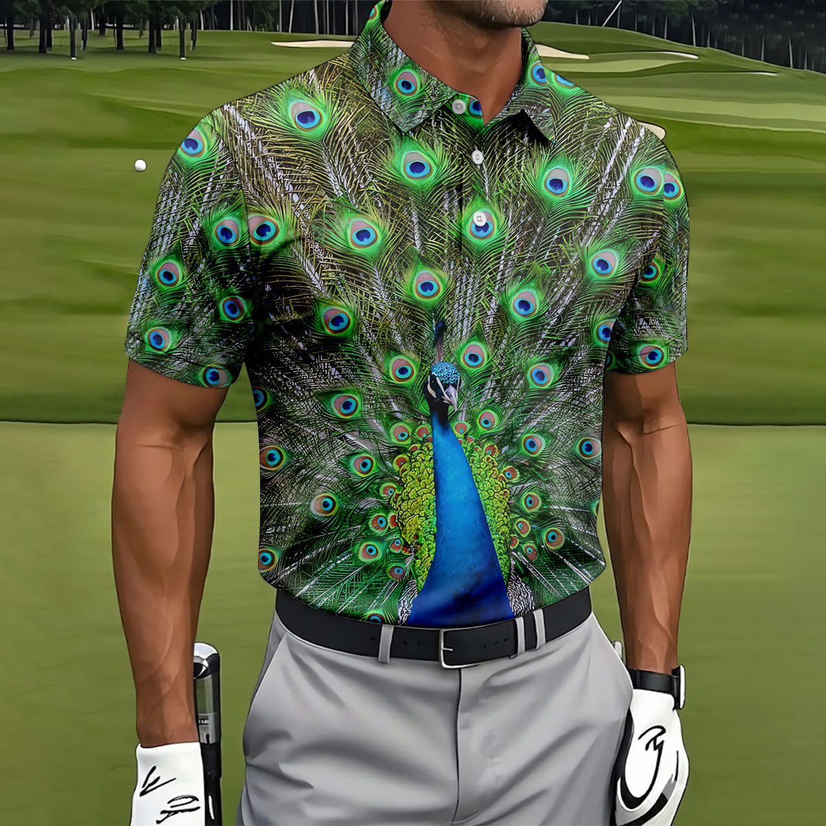 The Peacock Unique Golf Shirt, Golf Tops For Men, Golf Shirts For Men, Polo ShirtFor Men