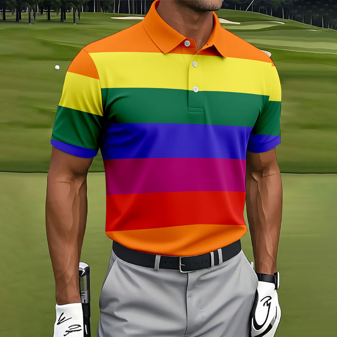 LGBT Rainbow Pride Month Celebrate Golf Tops For Men, Pride Colors Golf Shirts For Men
