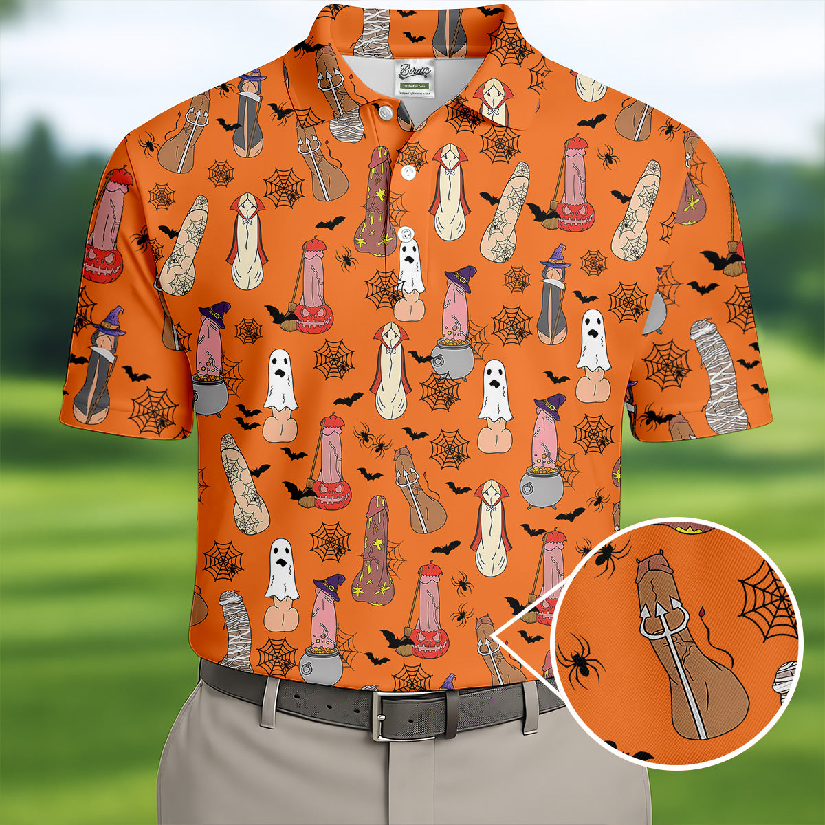 Funny Dirty Orange Halloween Golf Shirt, Fun Golf Shirts For Men, Halloween Gift Idea, Polo For Men