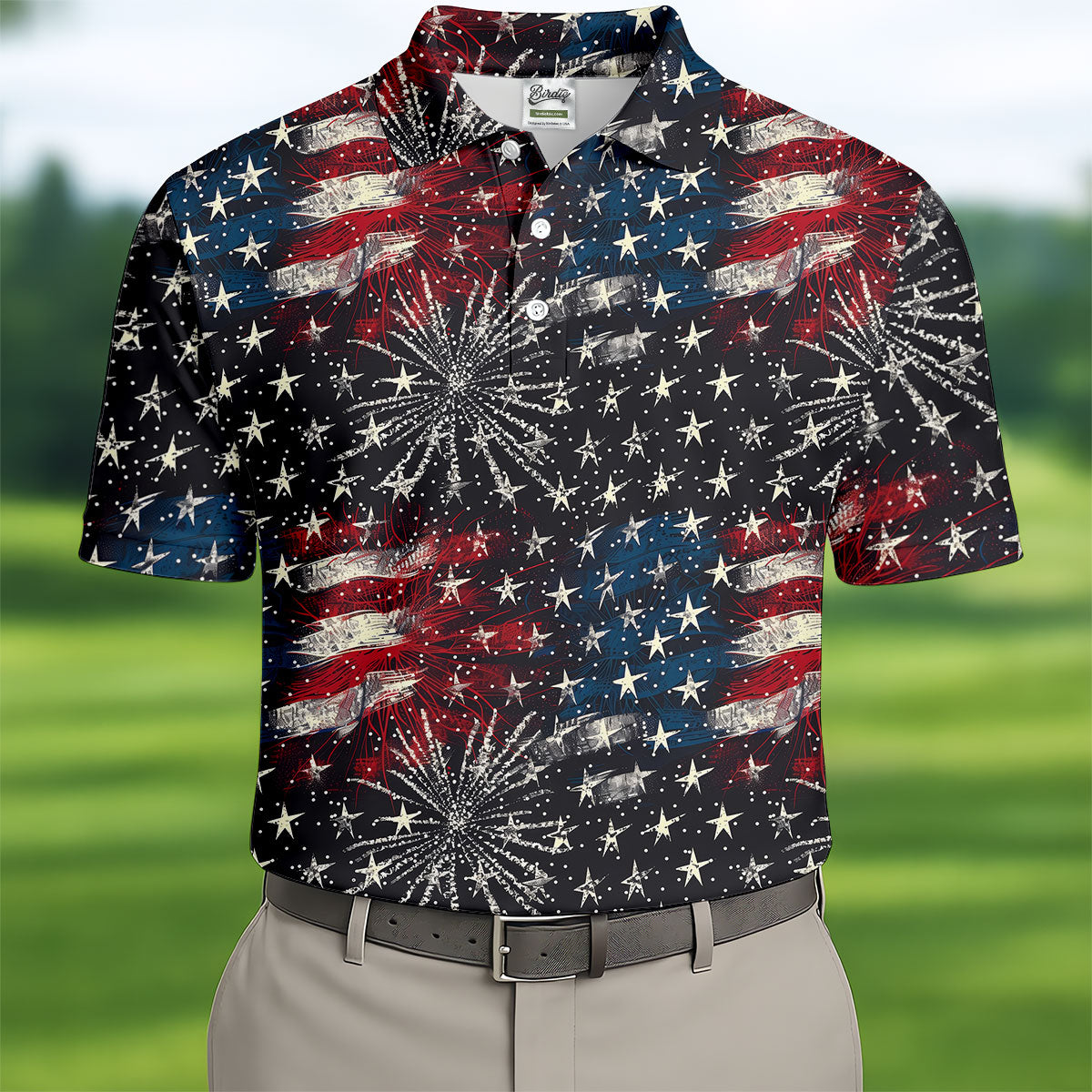 Patriotic American Flag Distressed Color 4th Of July Golf Shirts For Men, 250th Anniversary Polo ShirtFor Men
