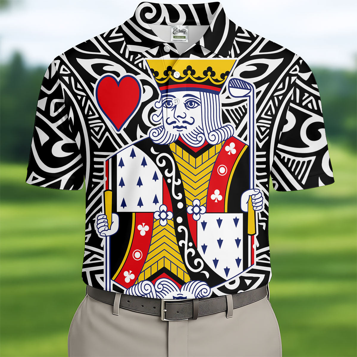 King Of Hearts Playing Card Golf Shirt, Men's Golf Shirt, Hawaiian Golf Shirt, Polo Shirts For Men