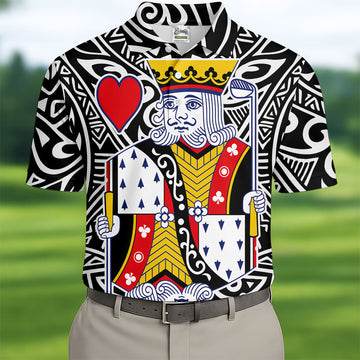 King Of Hearts Playing Card Golf Shirt, Men's Golf Shirt, Hawaiian Golf Shirt, Polo Shirts For Men