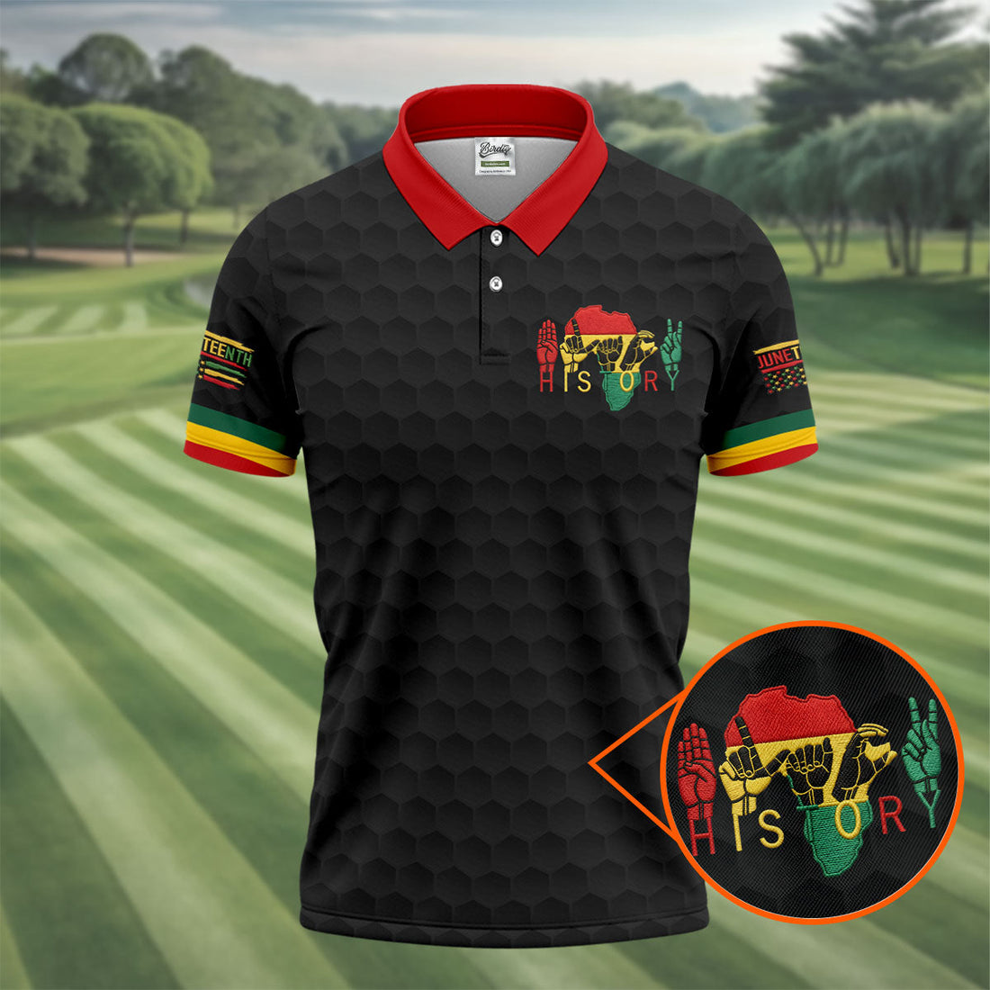 Black Heritage Day Golf Ball Pattern Golf Tops For Men, Black History Golf Shirts For Men