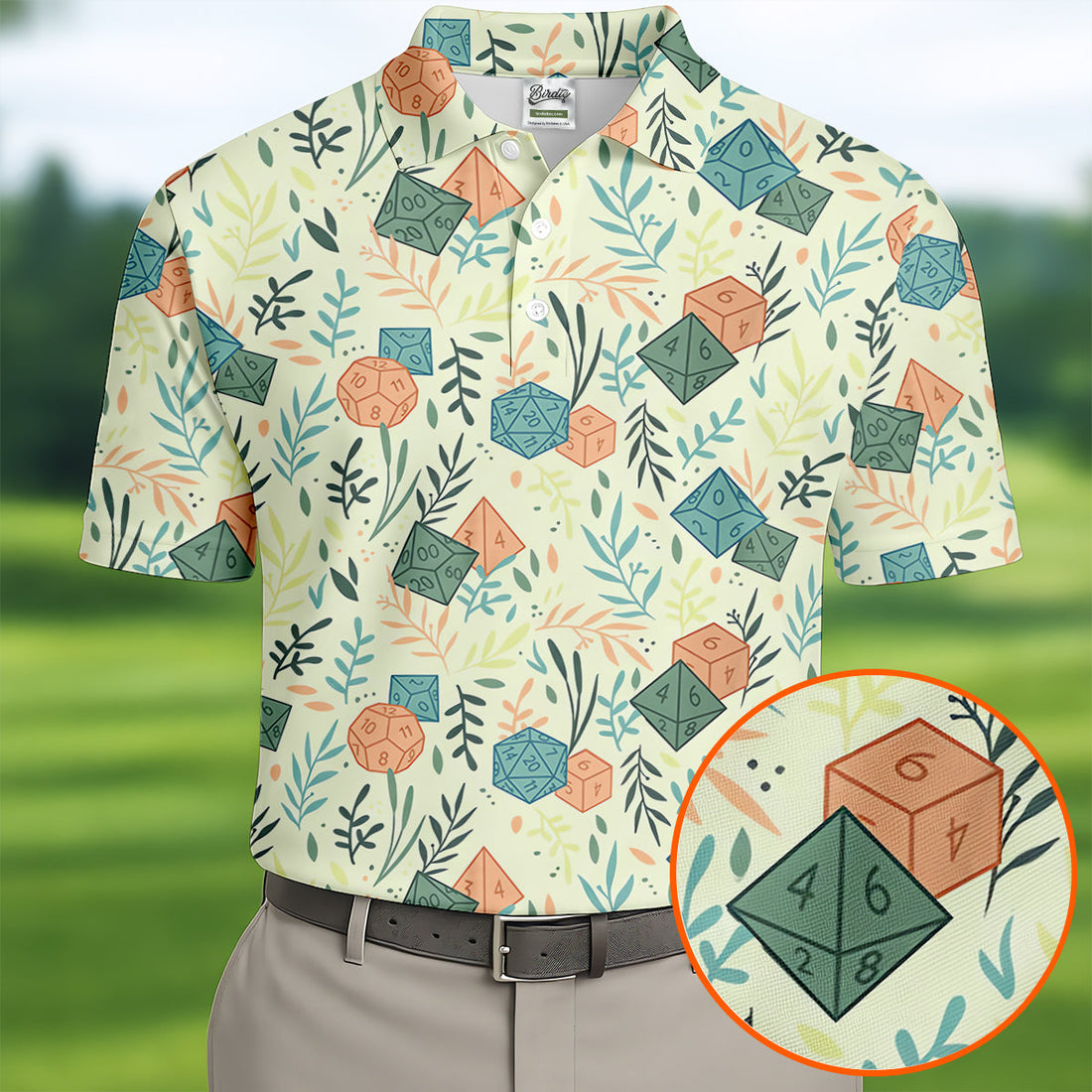 Polyhedral Dice Dragon Game Tropical Vibe Golf Tops For Men, Polo ShirtFor Men, Golf Shirts For Men