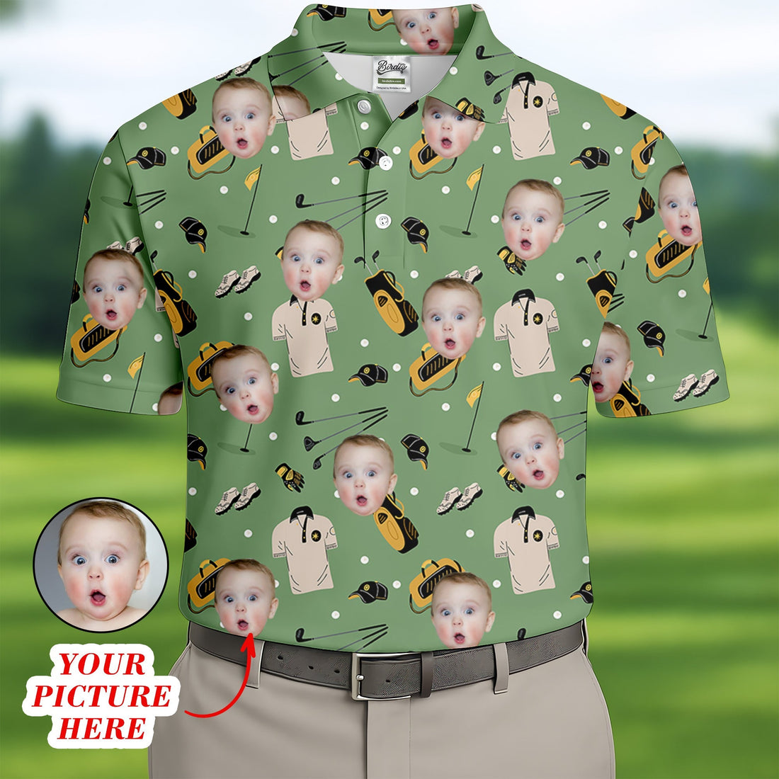 Custom Shirt With Kids Photo, Funny Golf Shirt, Christmas Golf Gift, Gifts For The Golfing Dad