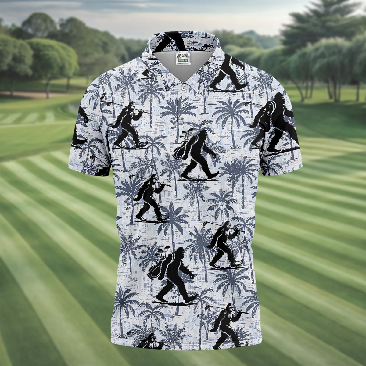 Funny Bigfoot Golf Hawaiian Shirt, Tropical Golf Shirts, Mens Golf Polo Shirtol Golf Gifts