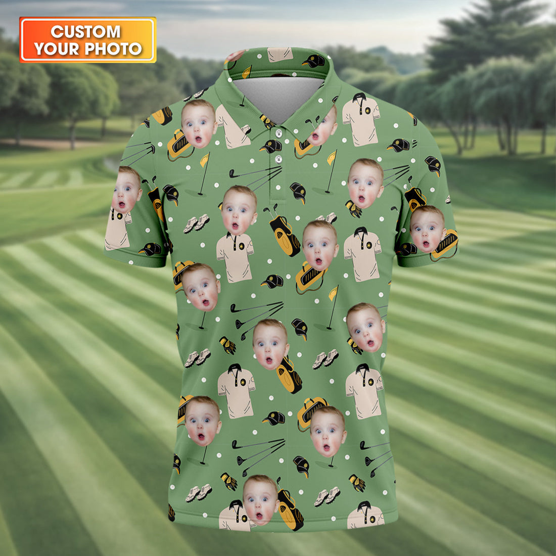 Custom Shirt With Kids Photo, Funny Golf Shirt, Christmas Golf Gift, Gifts For The Golfing Dad