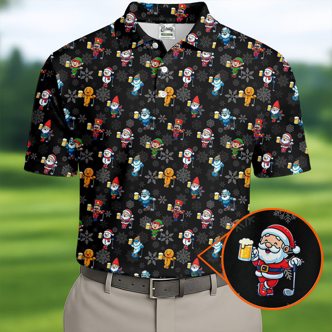 Classic Christmas Characters Black Golf Shirt, Christmas Golf Shirt, Fun Golf Shirts For Men, Polo Shirt Men