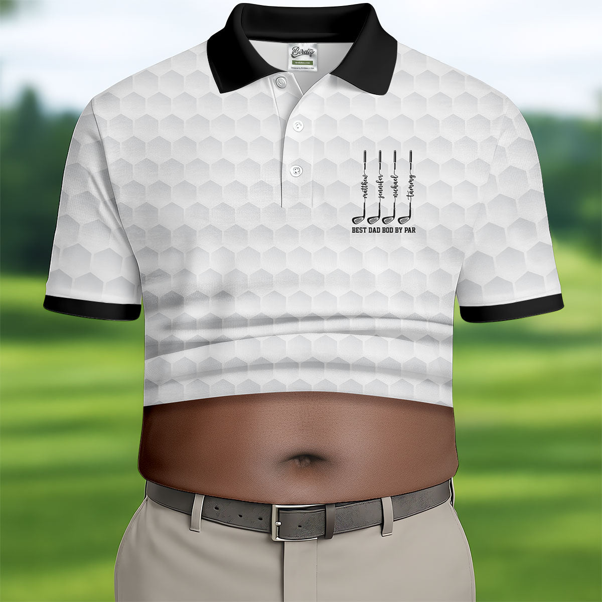 Best Dad Bod By Par White Men's Funny Golf Polo Shirtr's Day Golf Shirt, Golf Gift For Dad