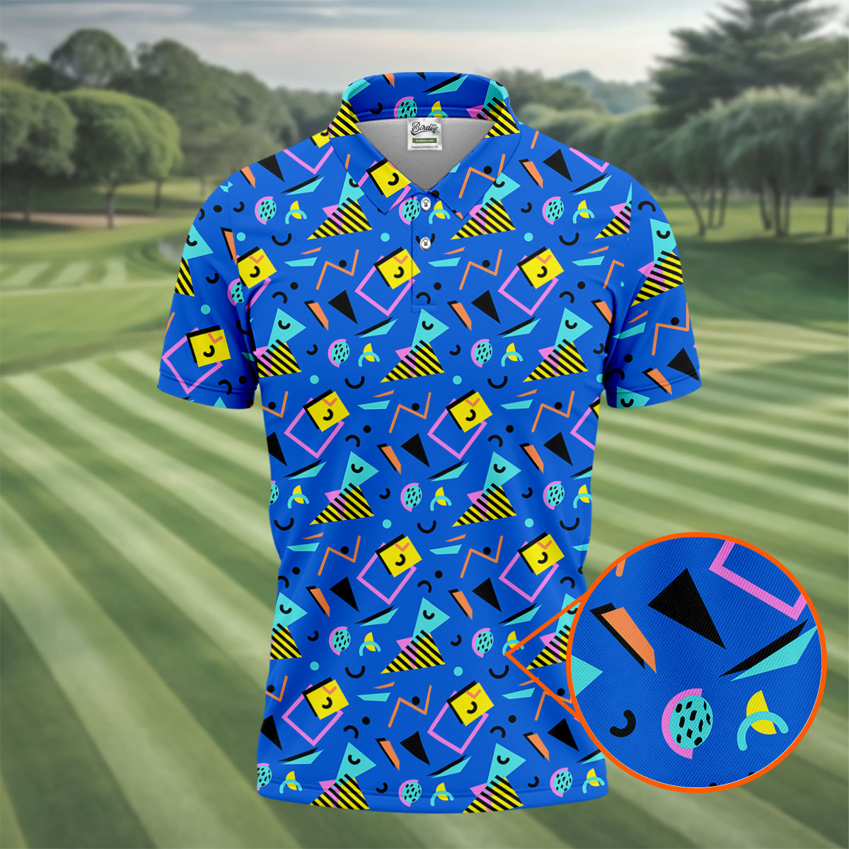 Playful Geometric Memphis Style Golf Tops For Men, Polo ShirtFor Men, Golf Shirts For Men