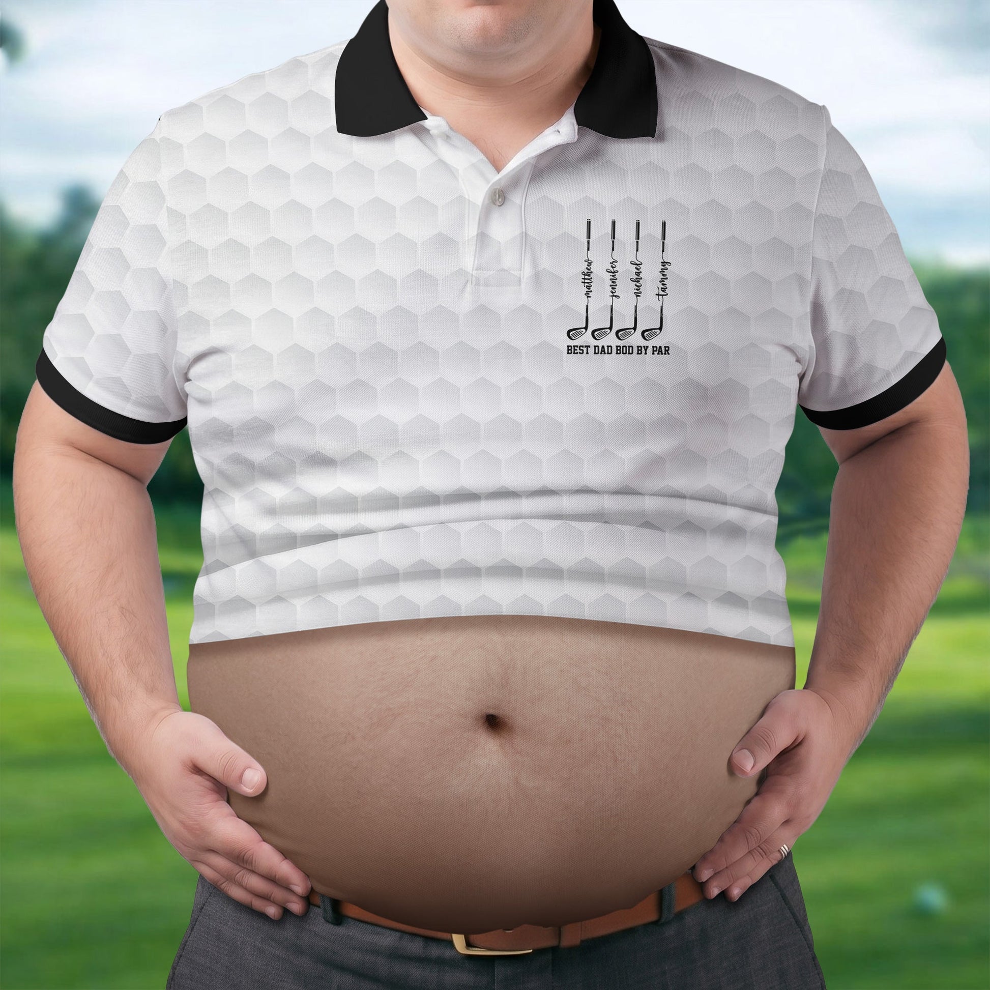 Best Dad Bod By Par White Men's Funny Golf Polo Shirtr's Day Golf Shirt, Golf Gift For Dad