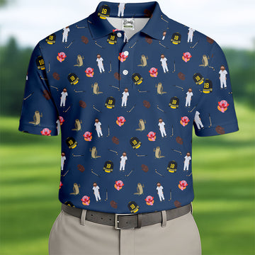Sport Movie Character Funny Aligator Clown Head Navy Golf Shirt, Men's Funny Golf Shirts, Golf Shirts For Men