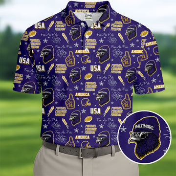 Purple Raven Metallic Gold With Purple Sport Polo, American Football League Gift Ideas For Football Fans