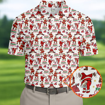 Merry Freaking Christmas Funny Santa Christmas Golf Shirt, Fun Golf Shirts For Men, Golf Gift For Men