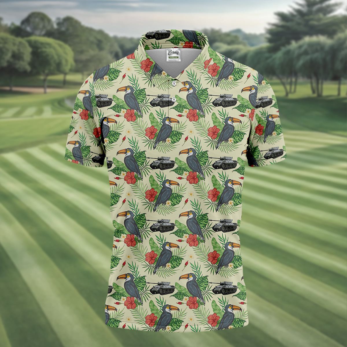 Tropical Toucan Golf Polo Shirt Golfing Apparel, Men Golf Gift, Funny Golf Shirt, Tropical Shirt
