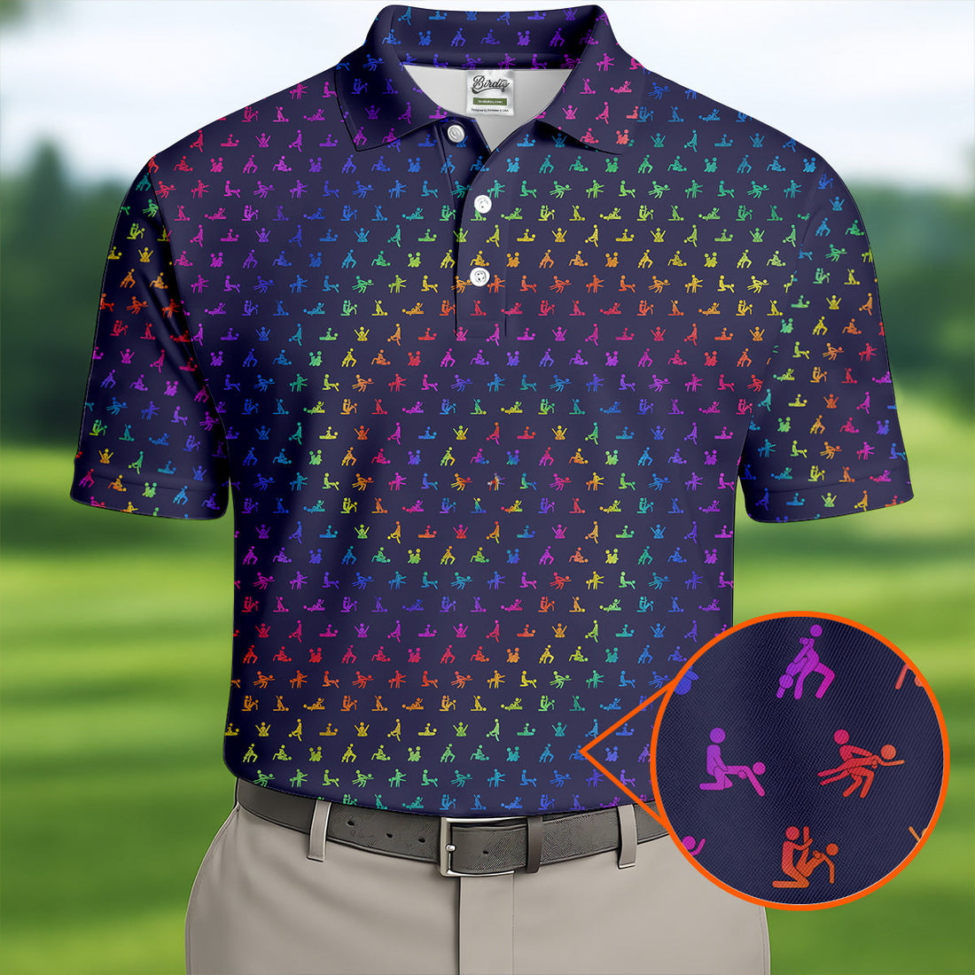 Naughty Position Adult Humor Rainbow Effect Men's Golf Polo Shirt Golf Gift For Men, Golf Shirts For Men