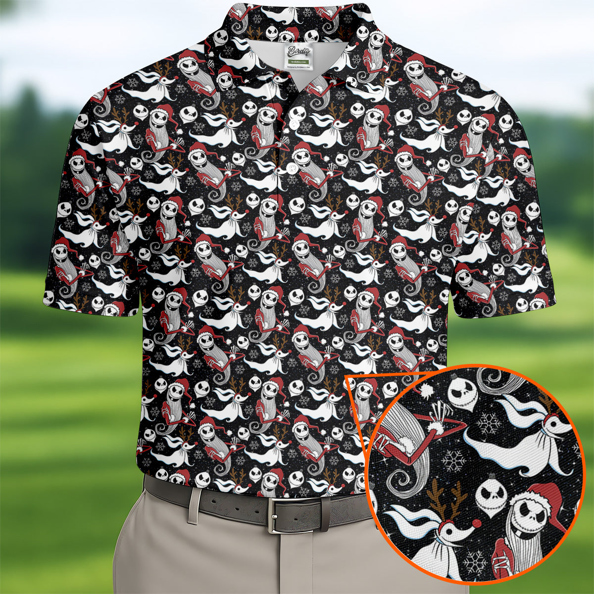Horror Christmas Black Golf Shirt, Christmas Golf Shirt, Polo ShirtFor Men, Golf Gift For Men