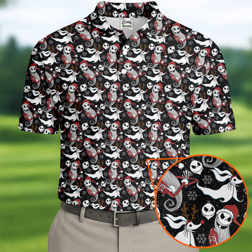 Horror Christmas Black Golf Shirt, Christmas Golf Shirt, Polo ShirtFor Men, Golf Gift For Men