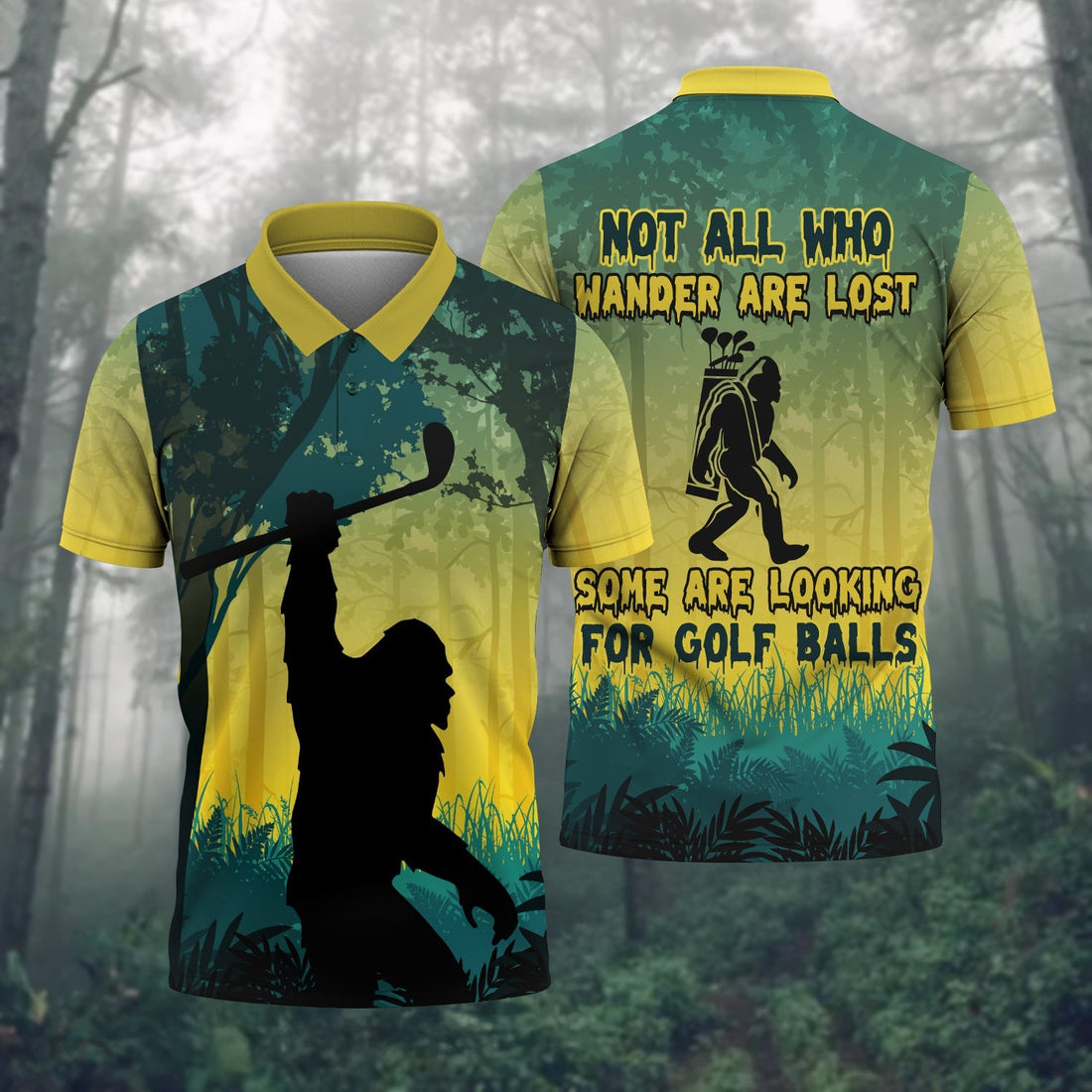 Bigfoot Men's Golf Polo ShirtGolfing Apparel, Mens Golf Gift, Funny Golf Shirt