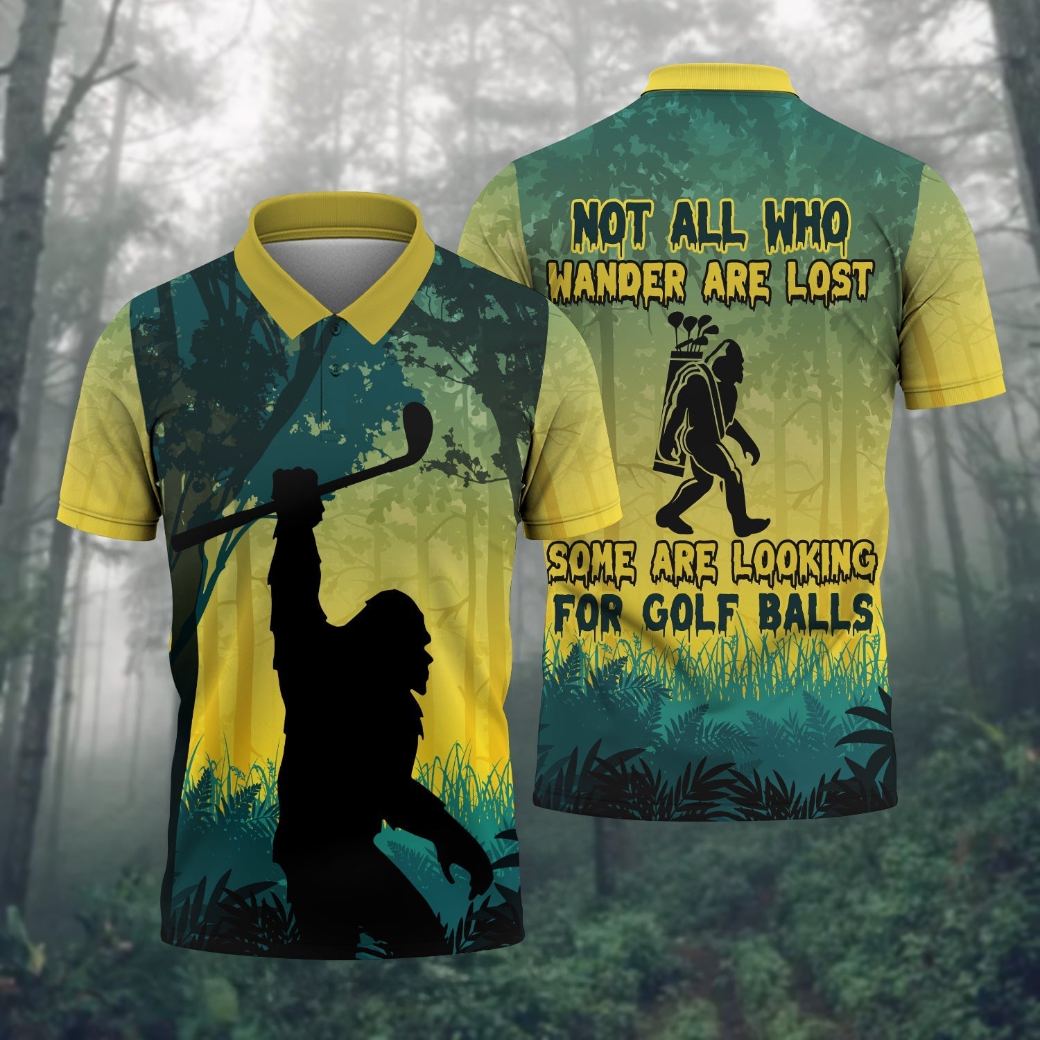 Bigfoot Men's Golf Polo ShirtGolfing Apparel, Mens Golf Gift, Funny Golf Shirt