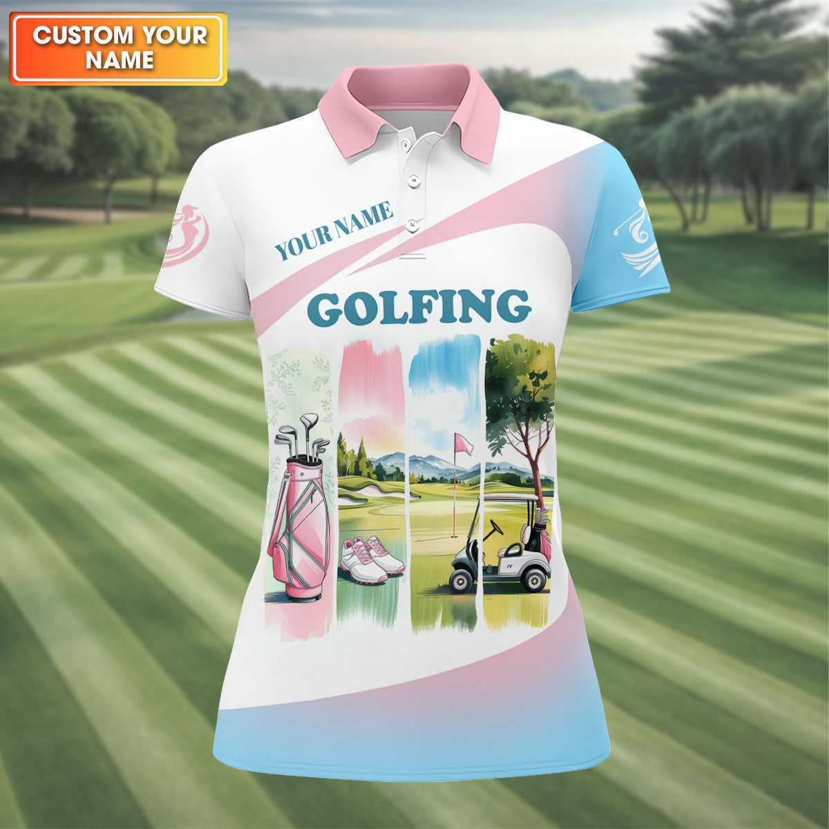 Watercolor Funny Womens Golf Polo ShirtLadies Golf Shirt, Mothers Day Gifts