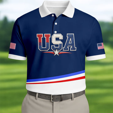 250 Years Of Independence USA Golf Shirt, 4th Of July Patriotic Golf Shirts For Men