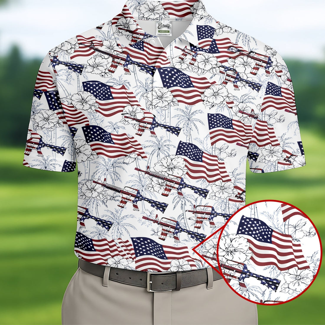 Hawaiian American Golf Tops For Men, 250th Anniversary Patriotic Golf Shirt, Polo ShirtFor Men