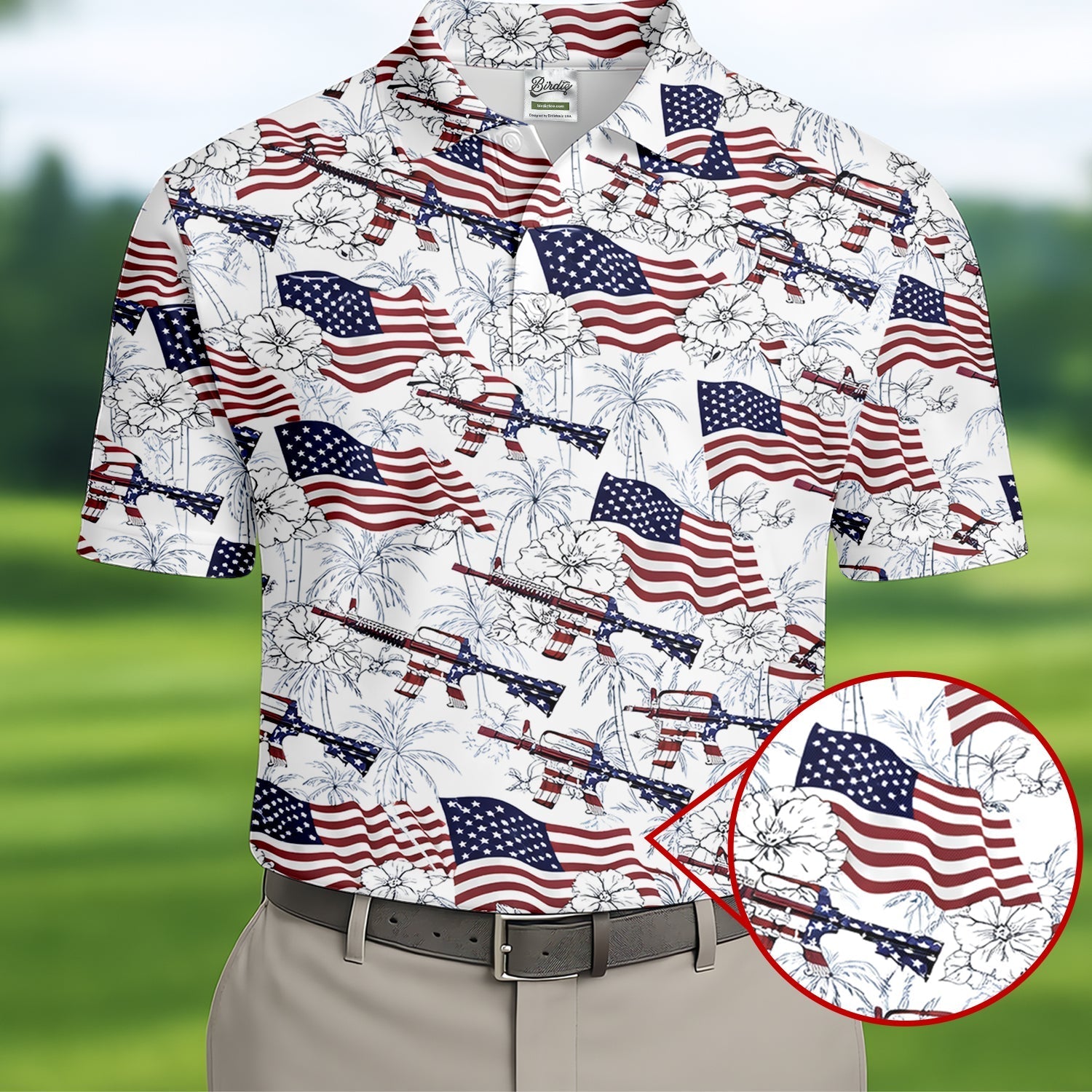 Hawaiian American Golf Tops For Men, 250th Anniversary Patriotic Golf Shirt, Polo ShirtFor Men