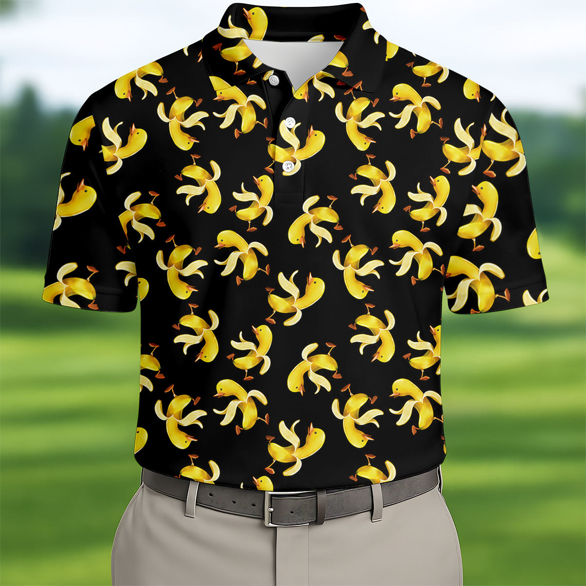 Banana Duck Hawaiian Golf Shirt, Men's Funny Golf Shirts, Polo Shirtor Men