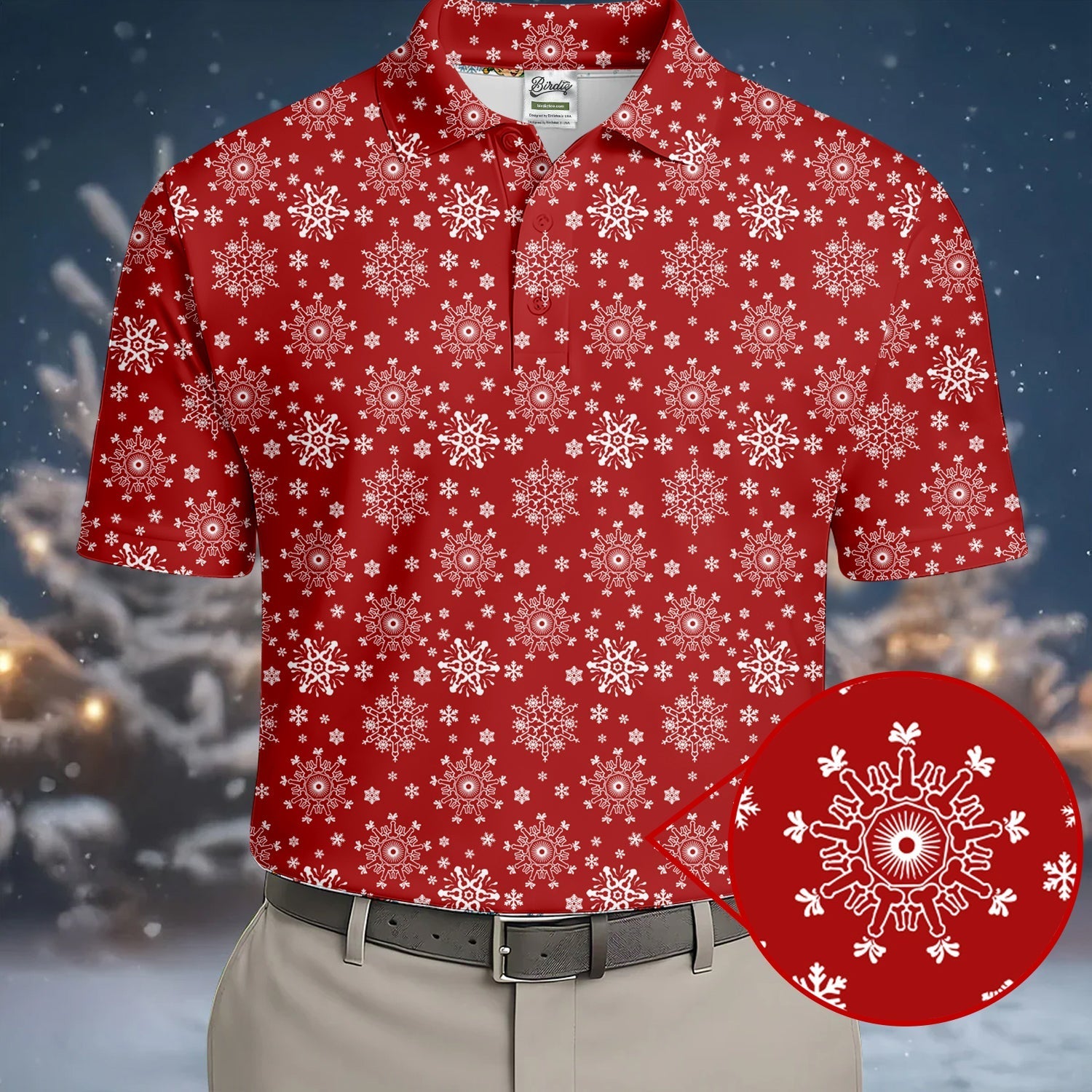 Dirty Funny Adult Humor Snowflakes Red Golf Shirt, Fun Men's Golf Polos, Christmas Golf Shirt, Polo ShirtFor Men