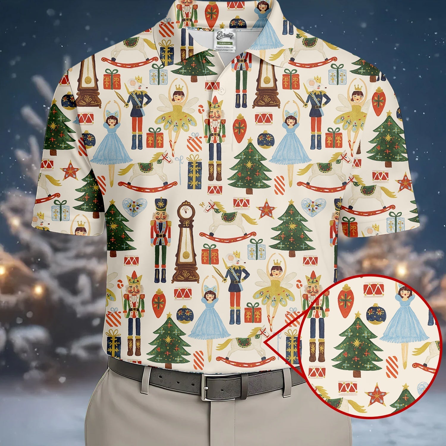Vintage Nutcracker Christmas Golf Shirt, Men's Golf Polo Shirte Golf Outfit, Golf Gift For Men