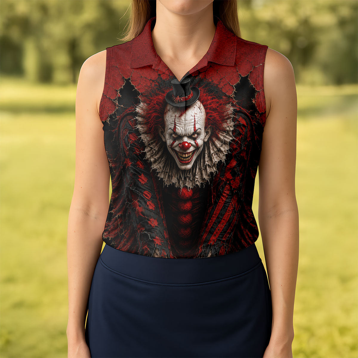 Top Hat Horror Character Halloween Golf Shirt, Women's Golf Polo, Ladies Golf Shirts