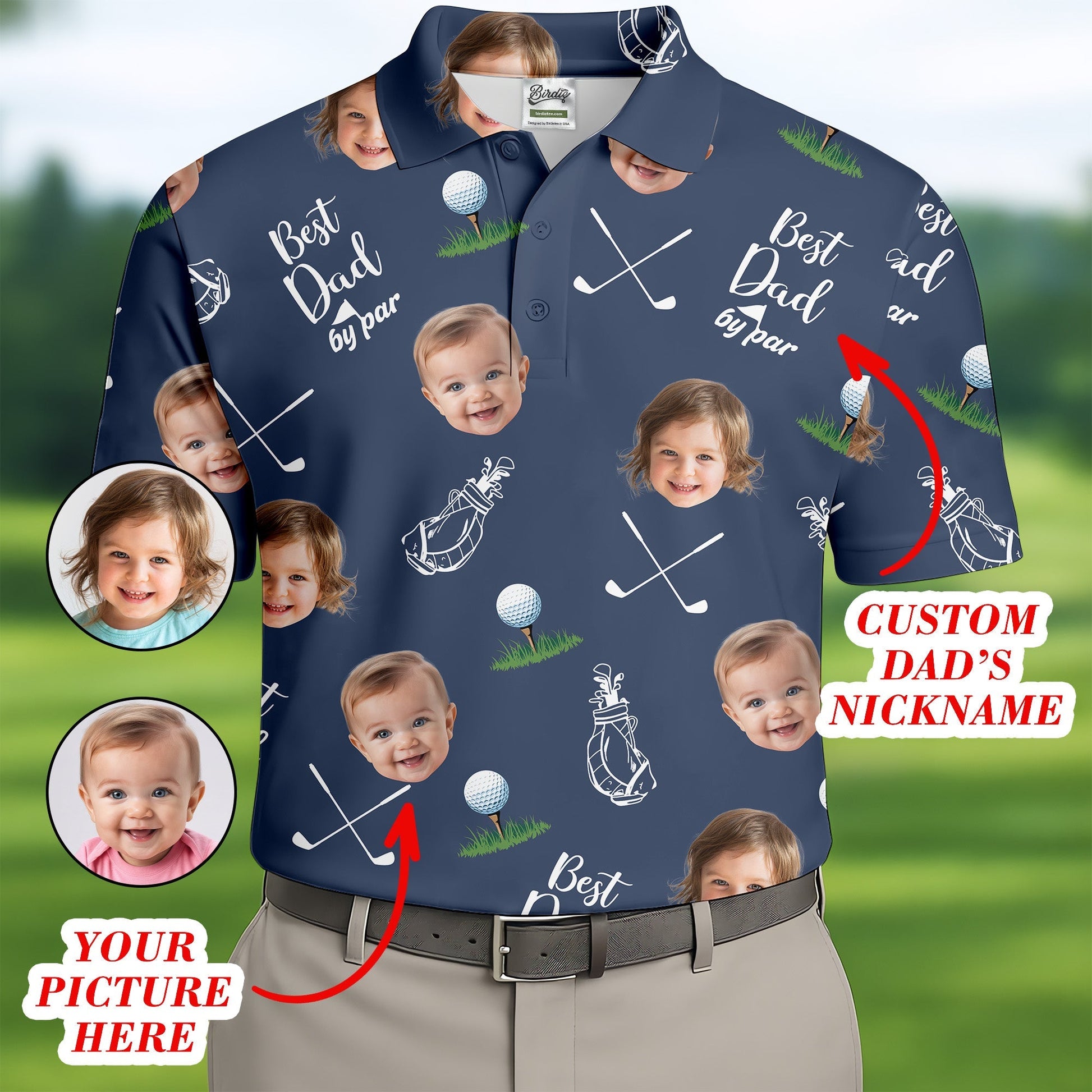 Best Dad By Par Custom Photo Golf Shirt, Fun Golf Shirt, Best Golf Gift For Dad, Dad Golf Gift
