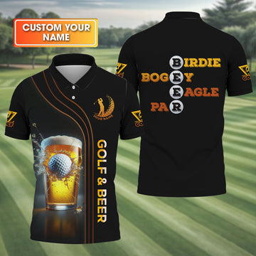 Golf And Beer Custom Funny Golf Polo ShirtMens Golf Gift, Gift For Golfers, Dad Golf Gift