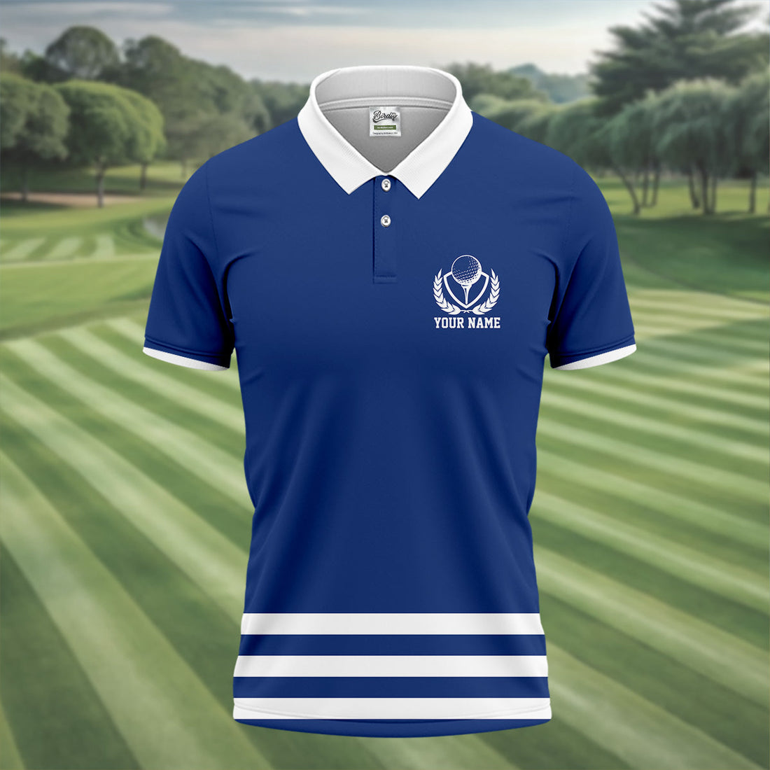 Blue And White Striped Golf Shirt, Golf Tops For Men, Mens Golf Polo Shirt Cool Golf Gifts, Golfing Apparel